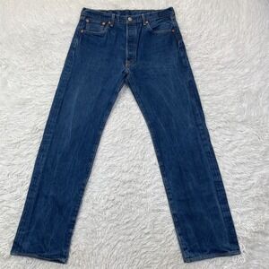 Levis Pants Mens 36x36 Blue 501 Button Fly Denim Jeans Dark Wash Fits 34x32